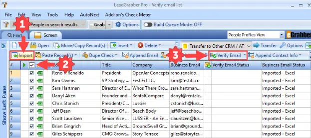 LeadGrabber Pro’s built-in Bulk eMail Verifier enables you to Verify your eMail list in a Click.