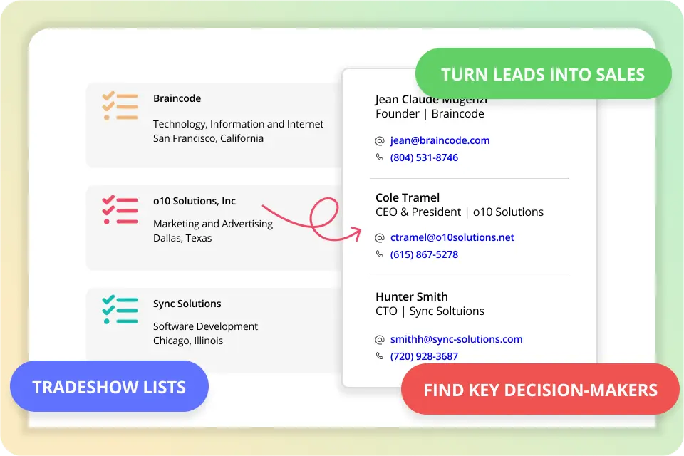 Find Decision Makers from Tradeshow Lists & Turn Leads into Sales