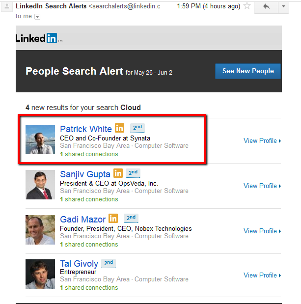 LinkedIn Saved Searches - use for lead generation